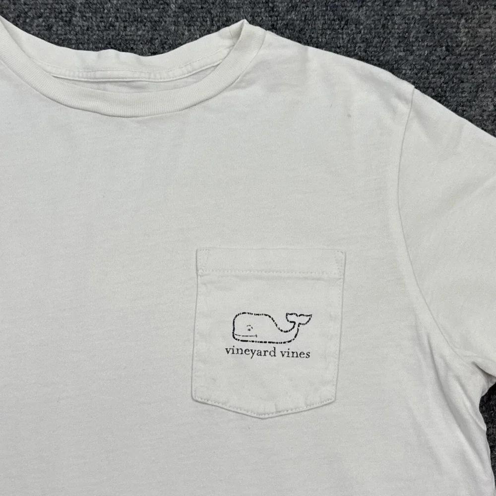Vineyard Vines T Shirt Youth Size XL White Long‎ Sleeve Double Sided Pocket Tee